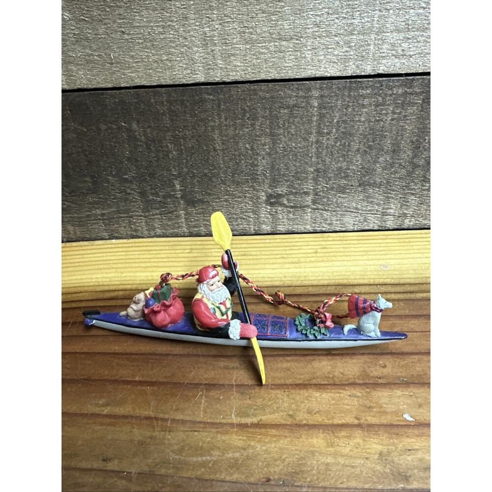 GSI Outdoors Outside Inside Santa Canoe Dog Ornament In Box